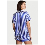 Сатинова піжама Victoria's Secret Satin Short Pajama Set Blue Stripe
