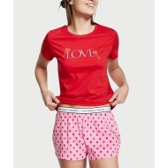 Хлопковая пижама Victoria's Secret Set Cotton Red