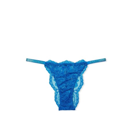Трусики Victoria’s Secret Shine Strap Lace Brazilian Panty Blue