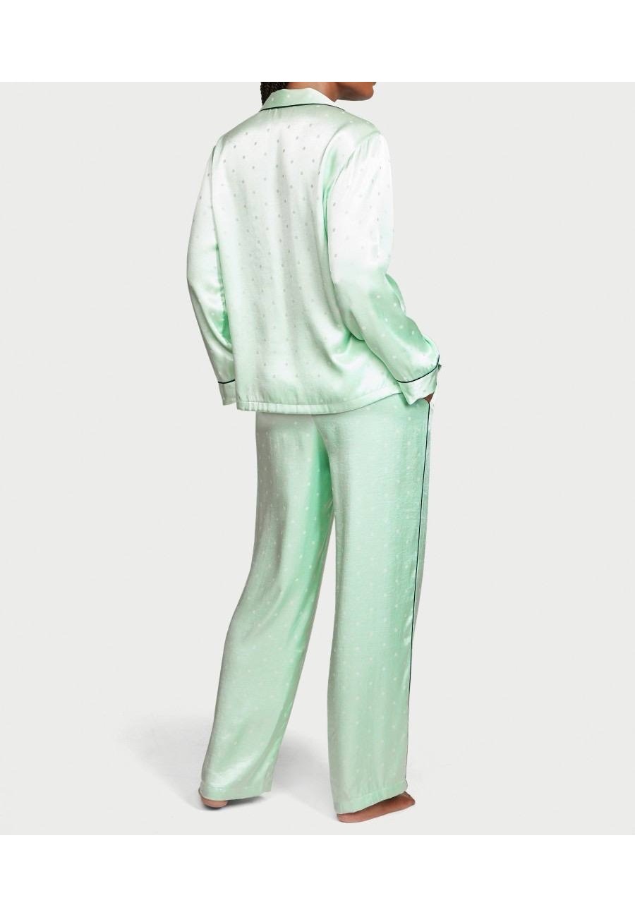 Сатинова піжама Victoria's Secret Satin Long Pajama Set Light Green