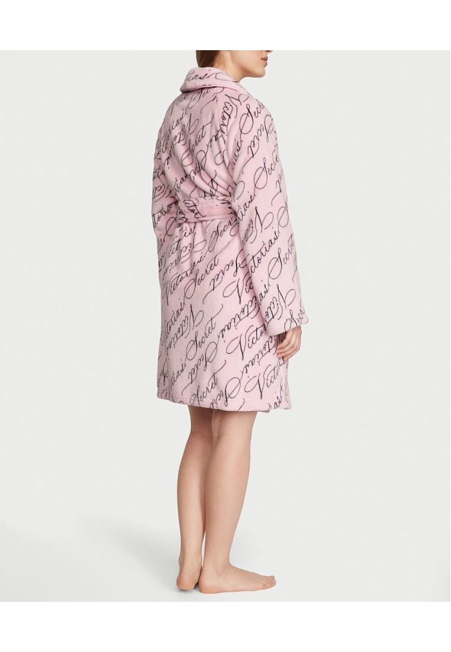 Халат Victoria's Secret Short Cozy Robe Pink Print VS