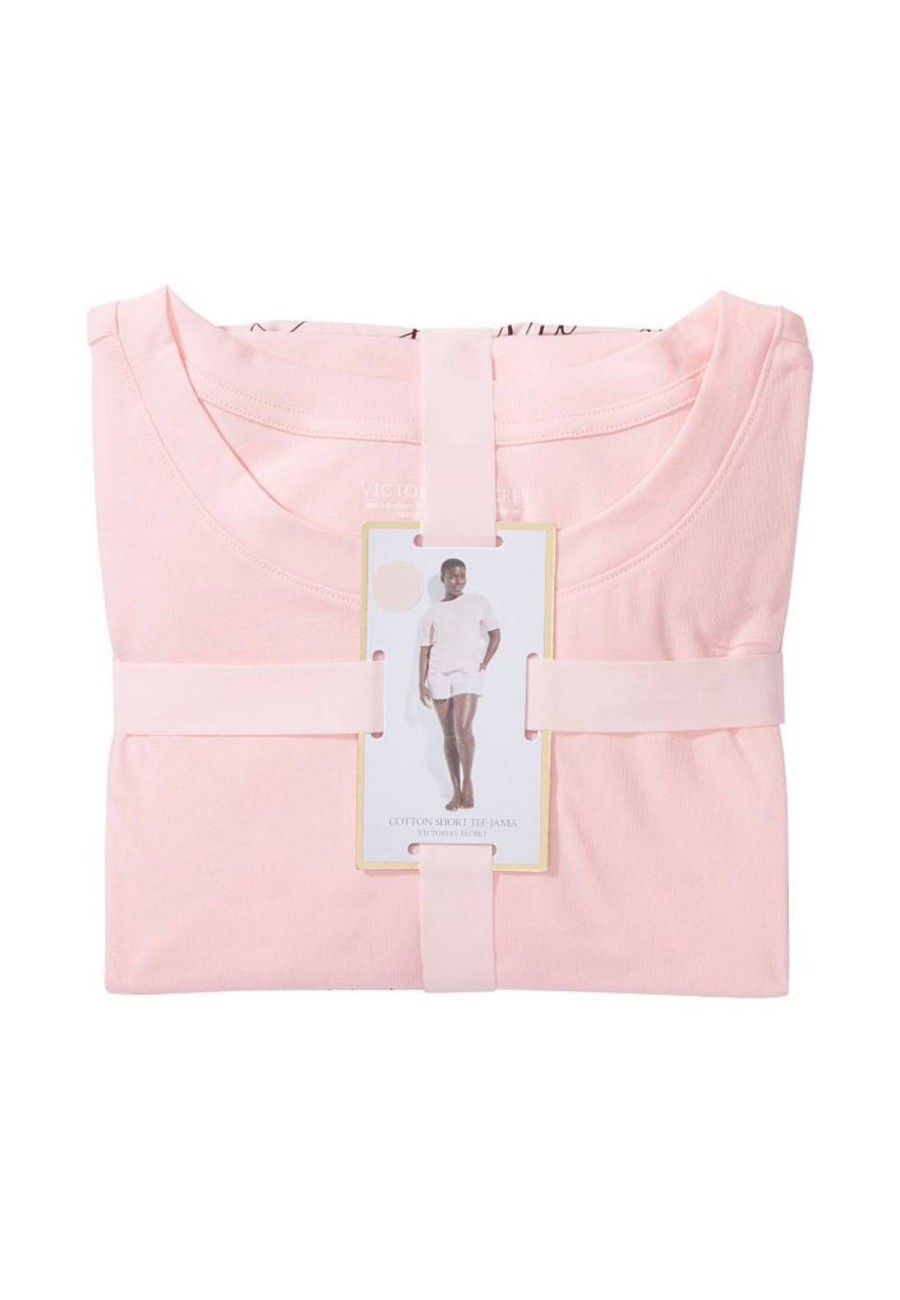Хлопковая пижама Victoria's Secret Set Cotton Pink Print VS