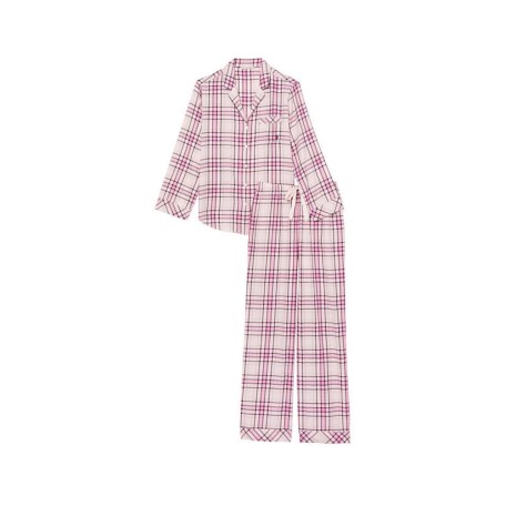 Фланелевая пижама Виктория Сикрет Flannel Long Pajama Set Pink Plaid