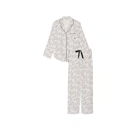 Фланелевая пижама Виктория Сикрет Flannel Long Pajama Set White
