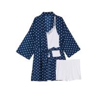 Пижама Victoria's Secret 3-piece Set Cotton Blue 