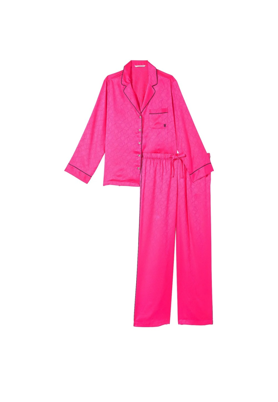 Сатиновая пижама Satin Long Pajama Set Forever Pink