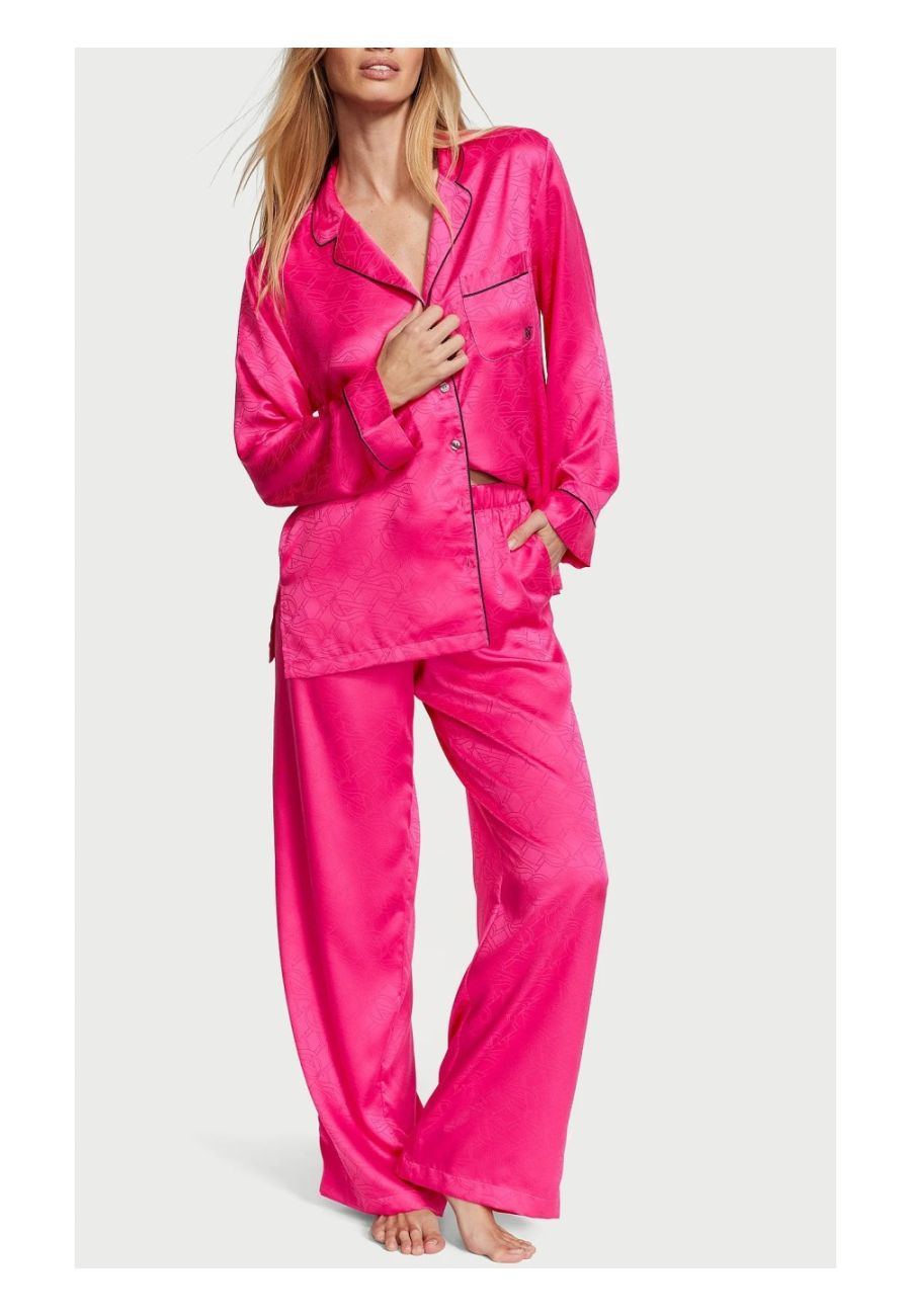 Сатиновая пижама Satin Long Pajama Set Forever Pink