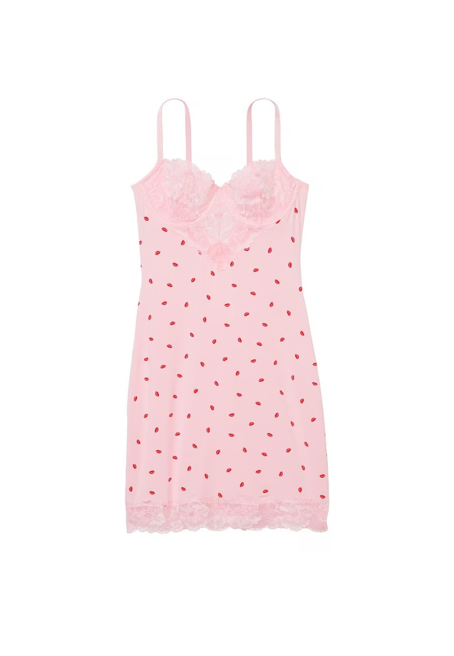 Пеньюар Modal & Lace Cupped Mini Slip Dress Purest Pink Lips