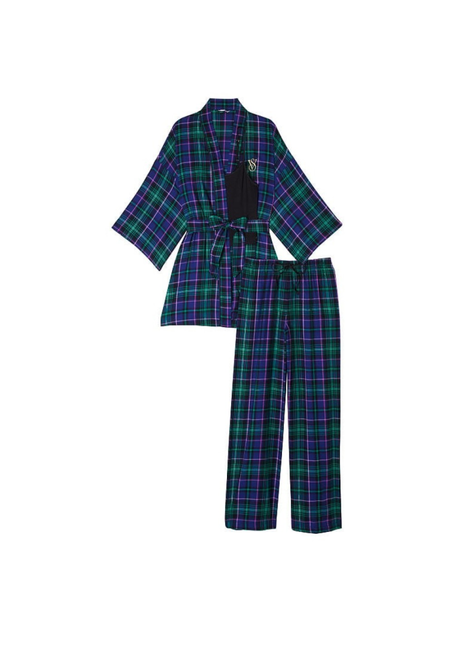 Пижама Flannel 3-Piece Long Pajama Set Plaid