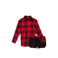 Піжама Flannel Short Cozy Fleece Long-Sleeve PaJama Set Red Plaid