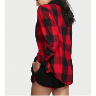 Піжама Flannel Short Cozy Fleece Long-Sleeve PaJama Set Red Plaid