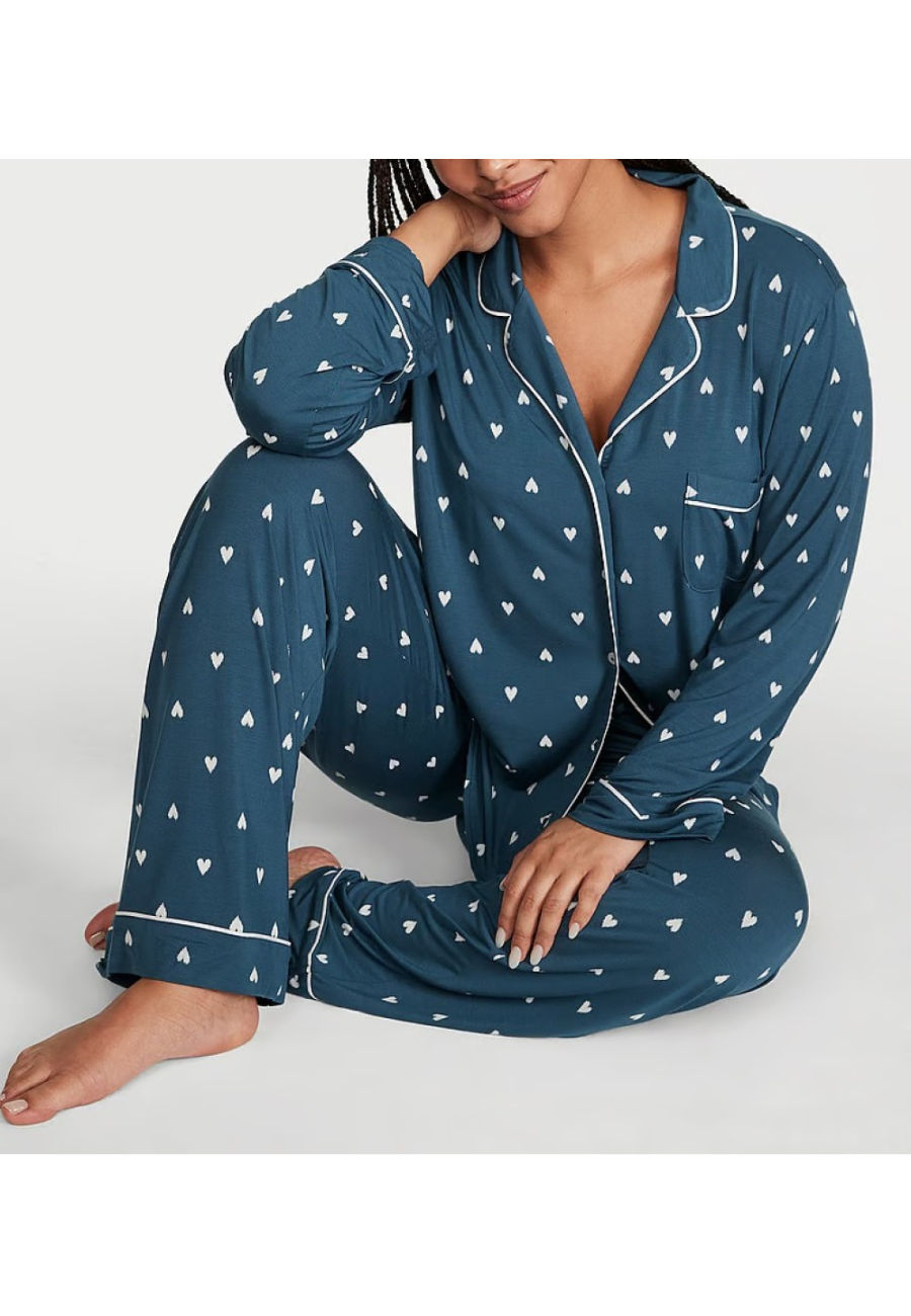 Пижама Modal Long Pajama Set Blue Heart