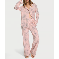 Пижама Modal Long Pajama Set Pink Outline Floral