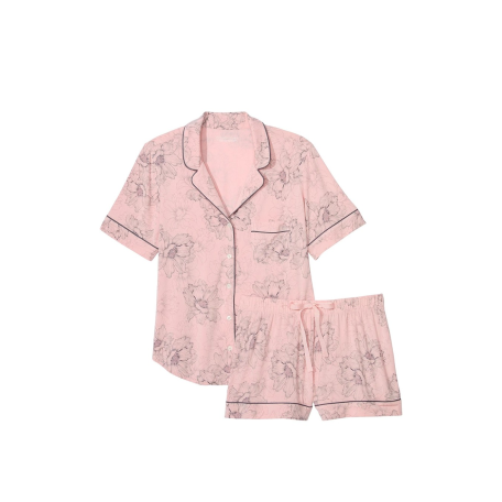 Піжама Modal Short Pajama Set Pink Outline Floral