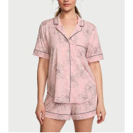 Пижама Modal Short Pajama Set Pink Outline Floral