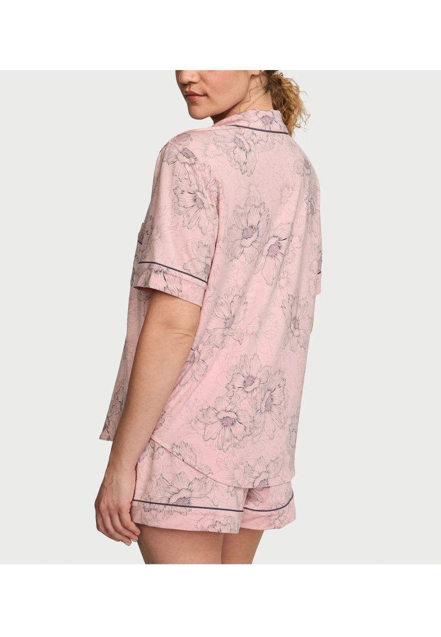 Піжама Modal Short Pajama Set Pink Outline Floral