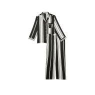 Пижама Satin Long Pajama Set Coconut White & Black Stripes