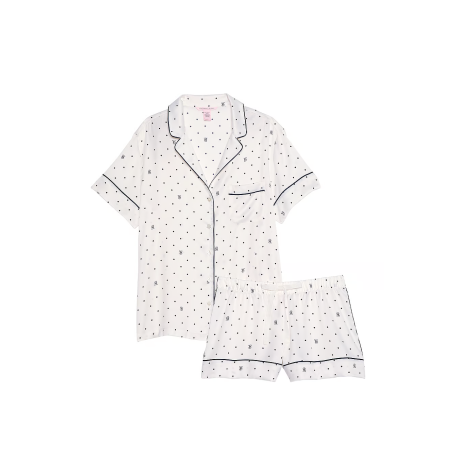 Пижама Satin Short Pajama Set Coconut White Dots