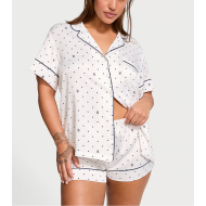 Пижама Satin Short Pajama Set Coconut White Dots