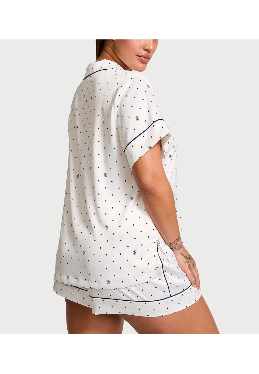 Пижама Satin Short Pajama Set Coconut White Dots