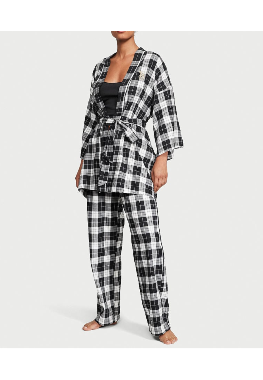 Пижама Flannel 3-Piece Long Pajama Set Plaid