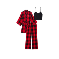 Піжама Flannel 3-Piece Long Pajama Set Black Plaid