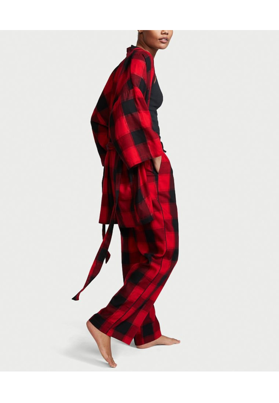 Піжама Flannel 3-Piece Long Pajama Set Black Plaid