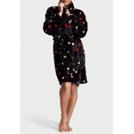 Халат Victoria’s Secret Short Cozy Robe Black Multi Heart