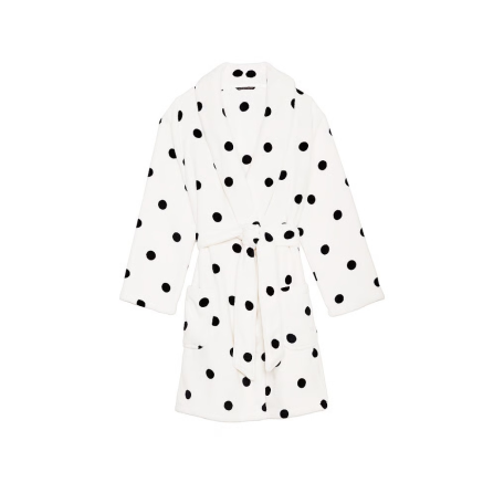 Халат Victoria’s Secret Short Cozy Robe White & Black dot