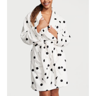 Халат Victoria’s Secret Short Cozy Robe White & Black dot