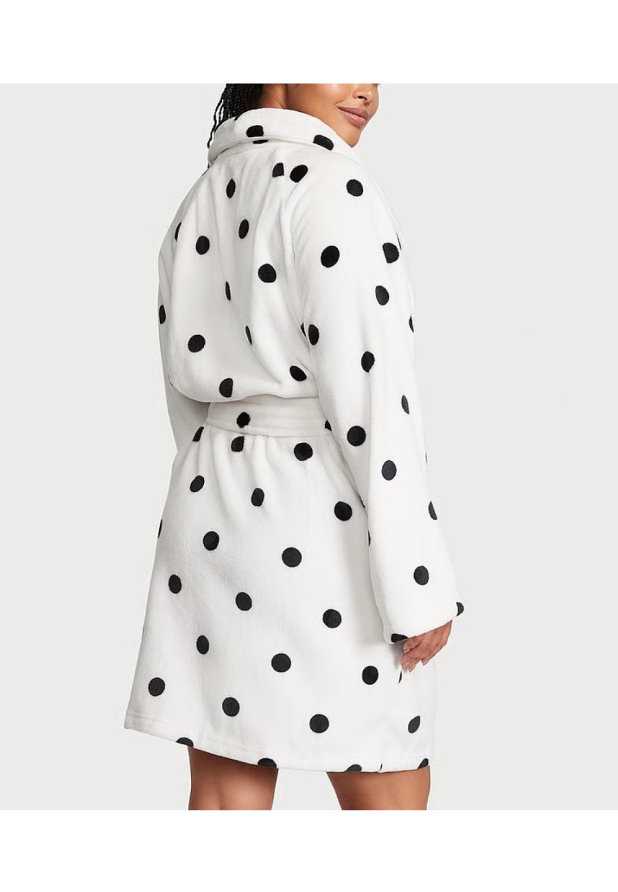 Халат Victoria’s Secret Short Cozy Robe White & Black dot