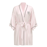 Халат Satin Short Piped Robe Pink Iconic Strape