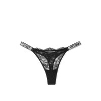 Трусики Victoria’s Secret Shine Strap Lace Thong Panty Black