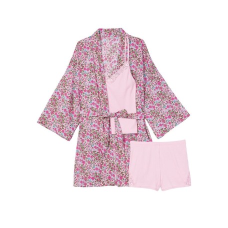 Пижама Victoria's Secret 3-piece Set Cotton Pink