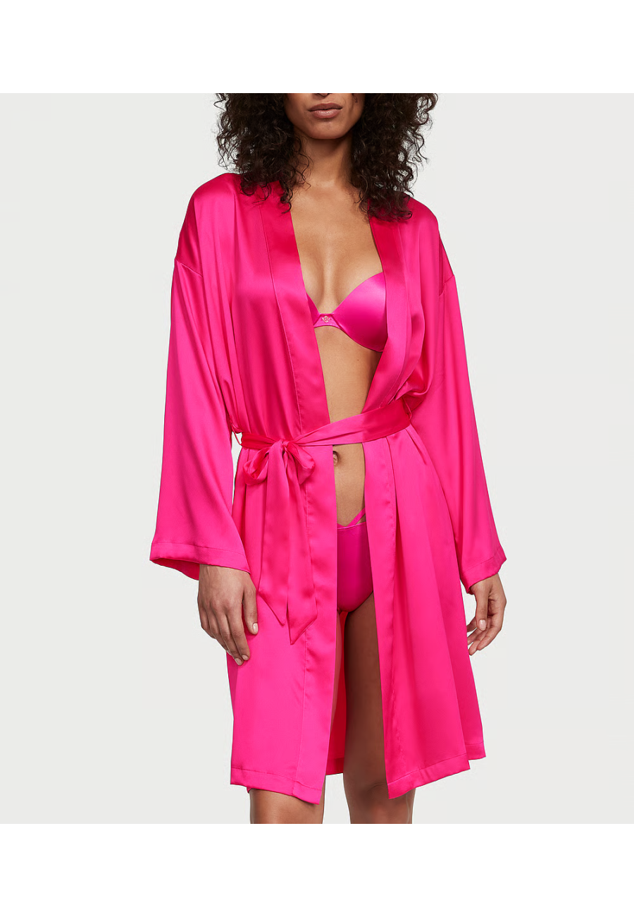 Сатиновий халат Satin Midi Robe Hot Pink