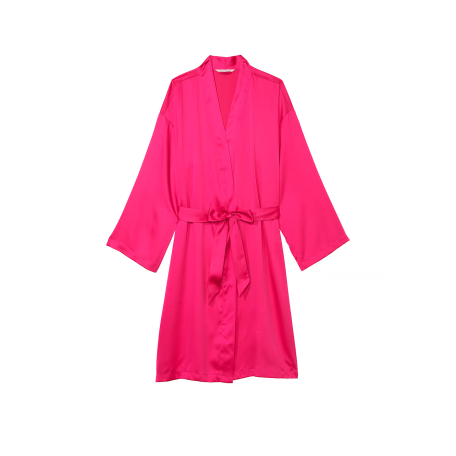 Сатиновый халат Satin Midi Robe Hot Pink