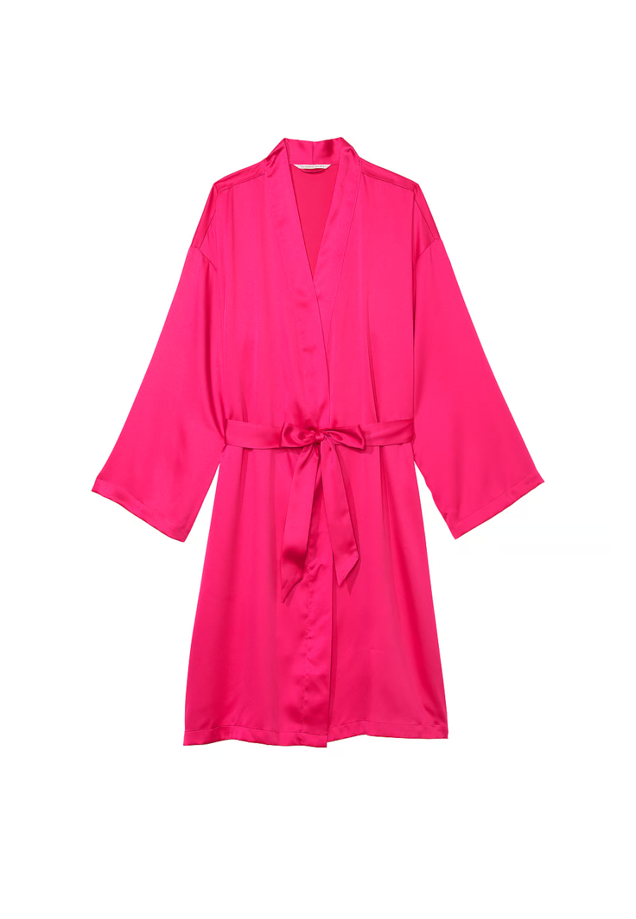 Сатиновий халат Satin Midi Robe Hot Pink