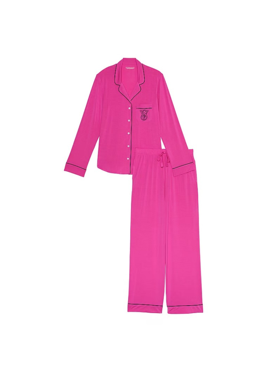 Піжама Мода Victoria's Secret Modal Long Pajama Set Fuchsia Frenzy