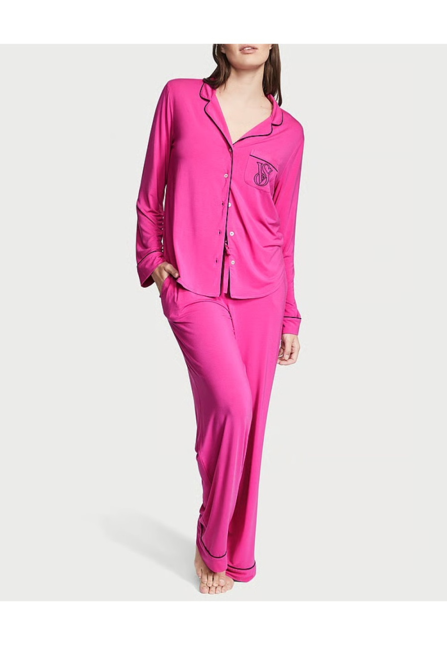 Піжама Мода Victoria's Secret Modal Long Pajama Set Fuchsia Frenzy