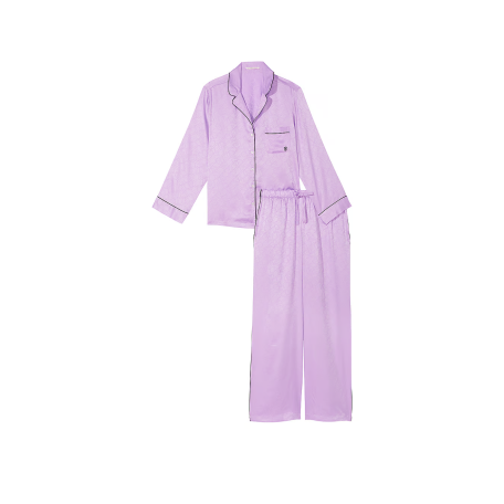 Сатиновая пижама Victoria's Secret Satin Long Pajama Set Purple