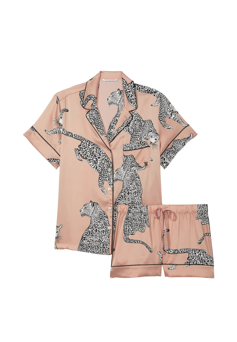 Сатинова піжама Satin Short Pajama Set Leopard