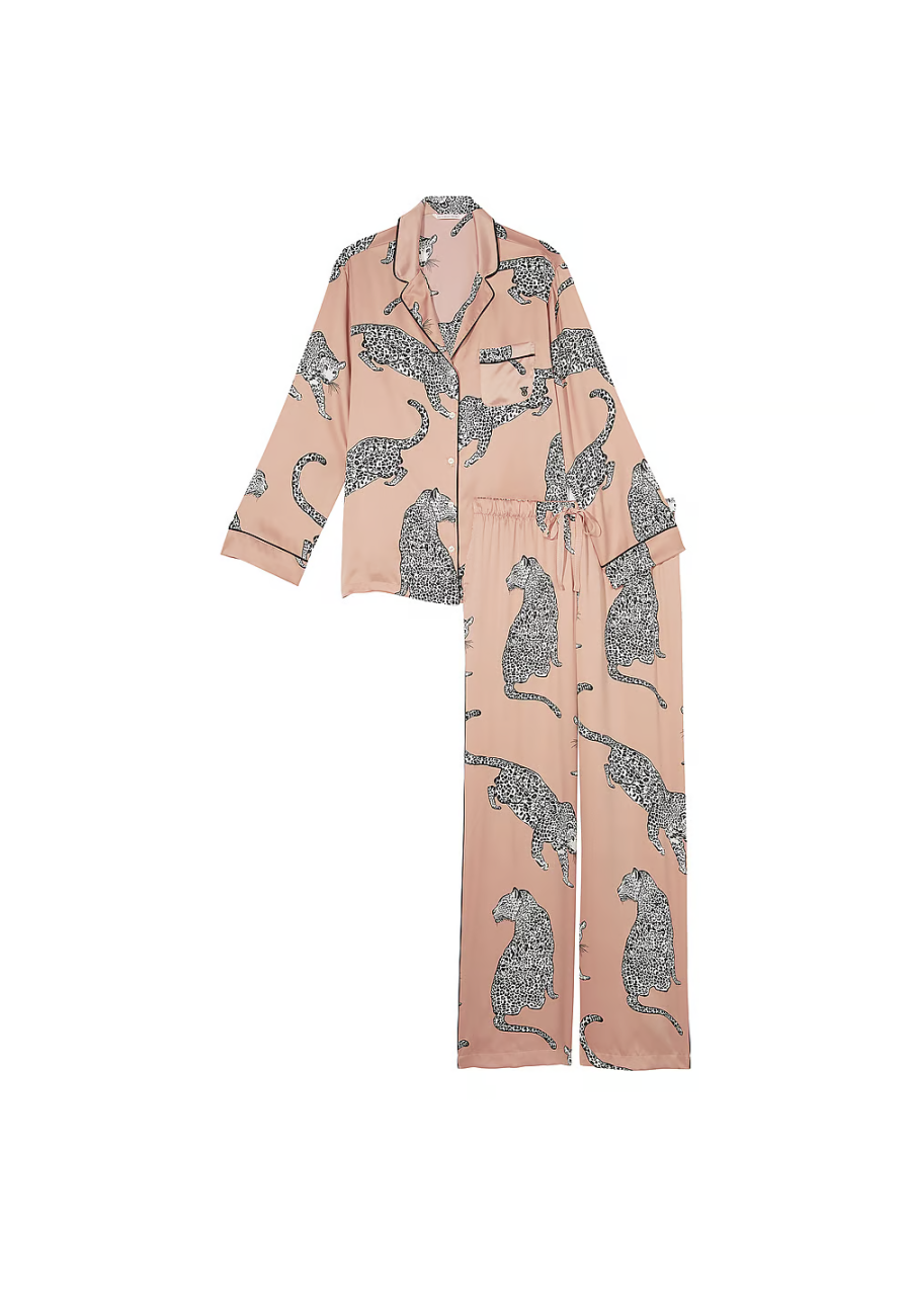 Піжама Satin Long Pajama Set Leopards