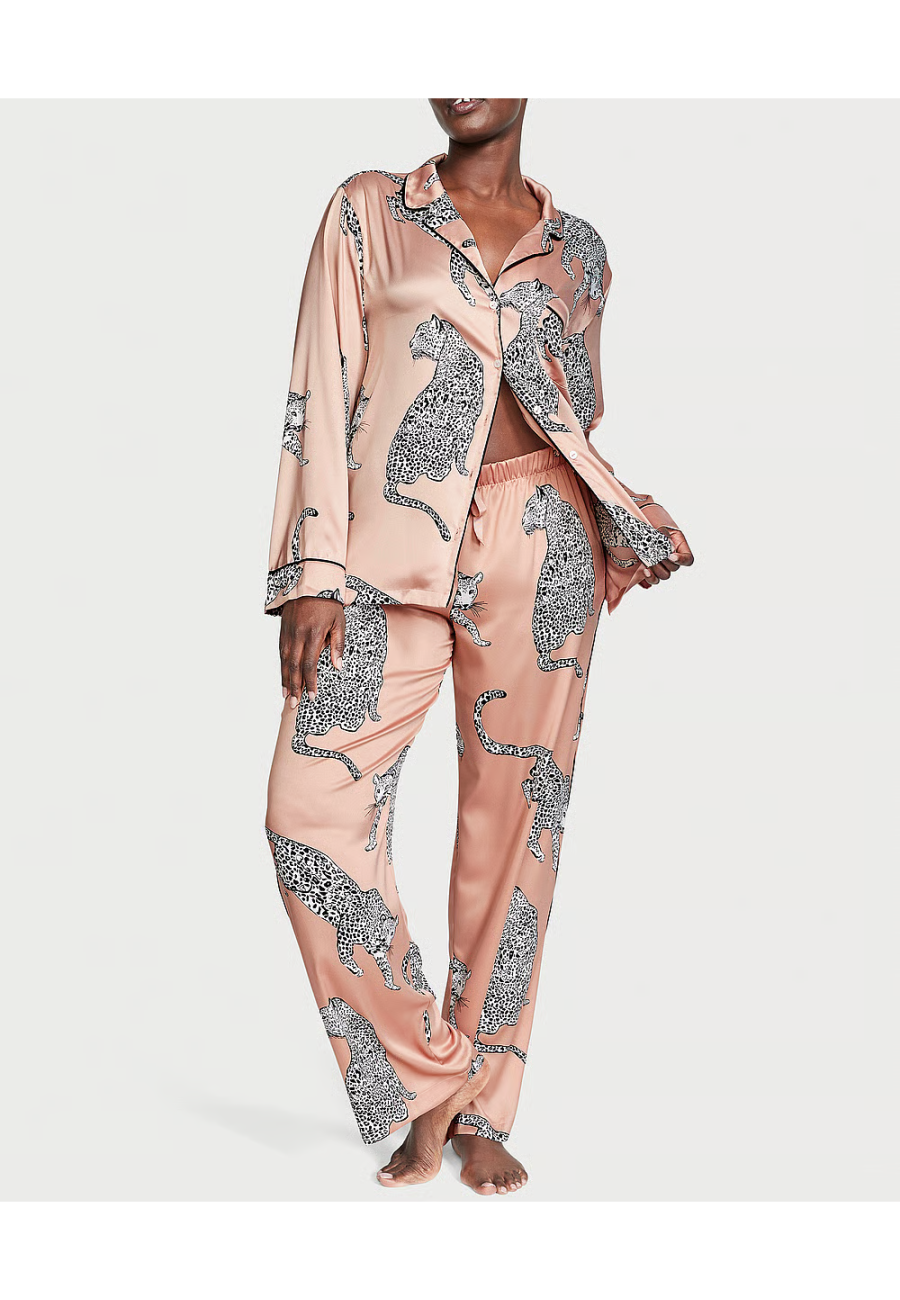 Піжама Satin Long Pajama Set Leopards