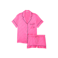 Сатинова піжама Satin Short Pajama Set Hollywood Pink
