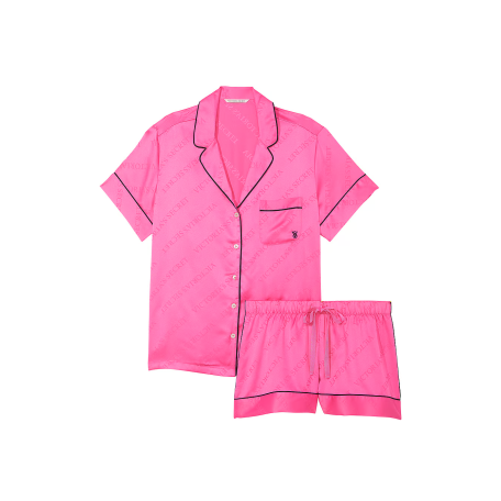 Сатиновая пижама Satin Short Pajama Set Hollywood Pink