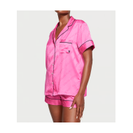 Сатинова піжама Satin Short Pajama Set Hollywood Pink