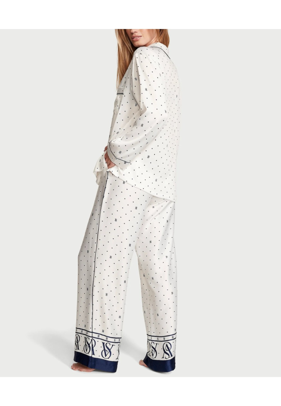 Піжама Satin Long Pajama Set White Dots
