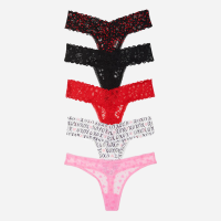 Набір трусиків 5-Pack Lace-Waist Cotton Thong Panties