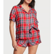 Пижама Flannel Short Pajama Set Lipstick Beauty Plaid