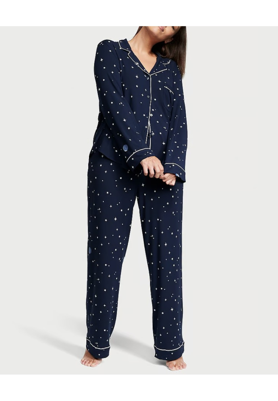 Піжама Modal Long Pajama Set Tranquil Blue Moon & Stars